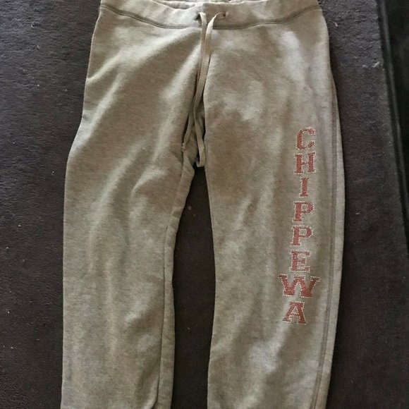CHIPPEWA CAMP GRAY RHINESTONE SWEAT PANTS SOFFE - Picture 1 of 2